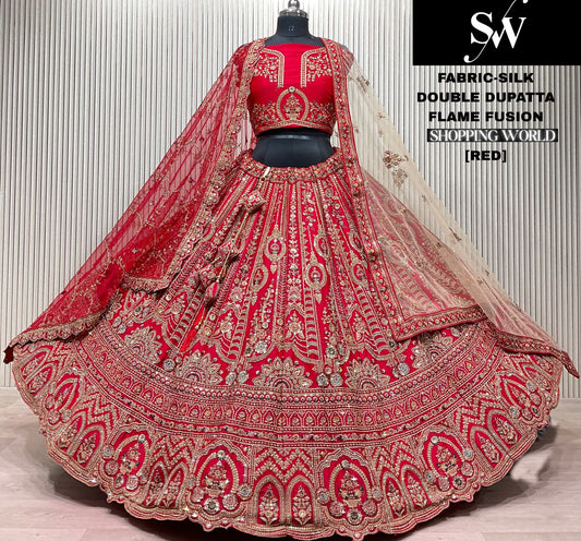 Rani pink Silk Bridal lehenga