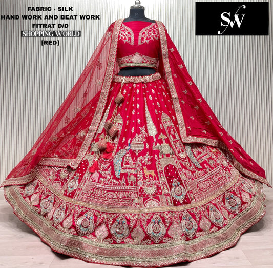 White Peacock Silk bridal lehenga