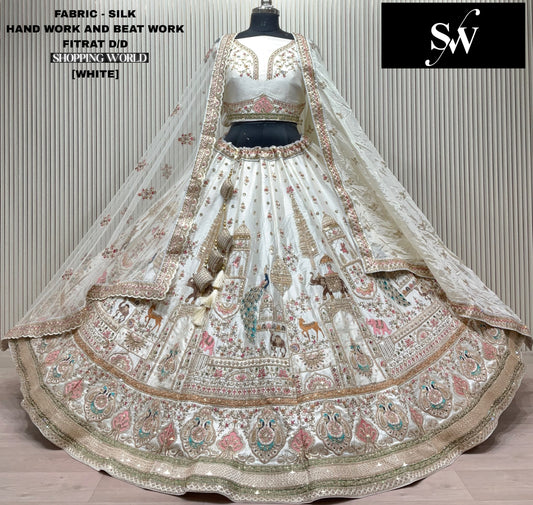 Rani pink Peacock Silk bridal lehenga