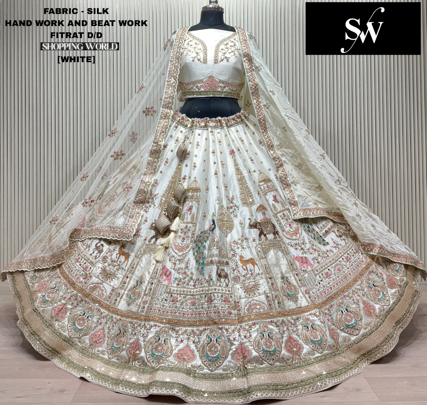 Red Peacock Silk bridal lehenga