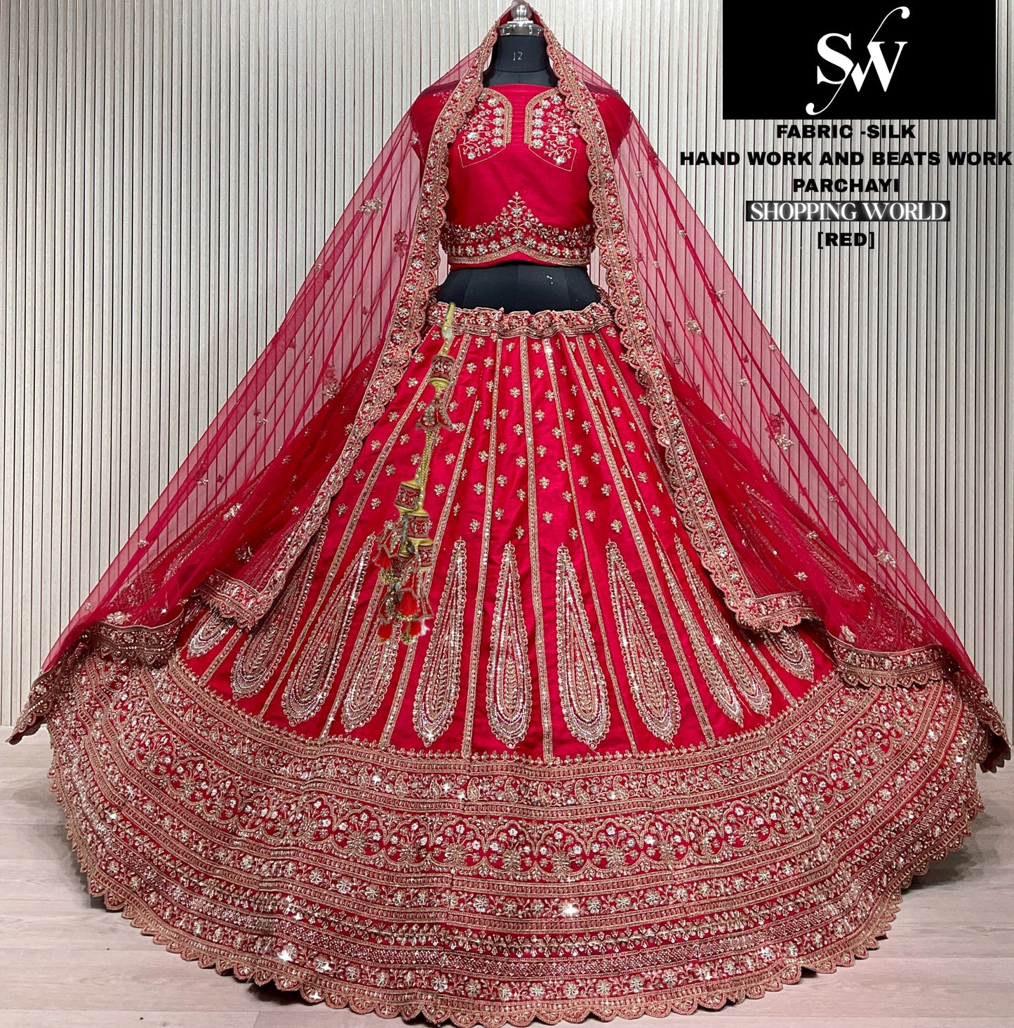 Rani pink Silk bridal lehenga