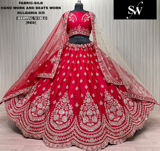 Rani pink Silk bridal lehenga
