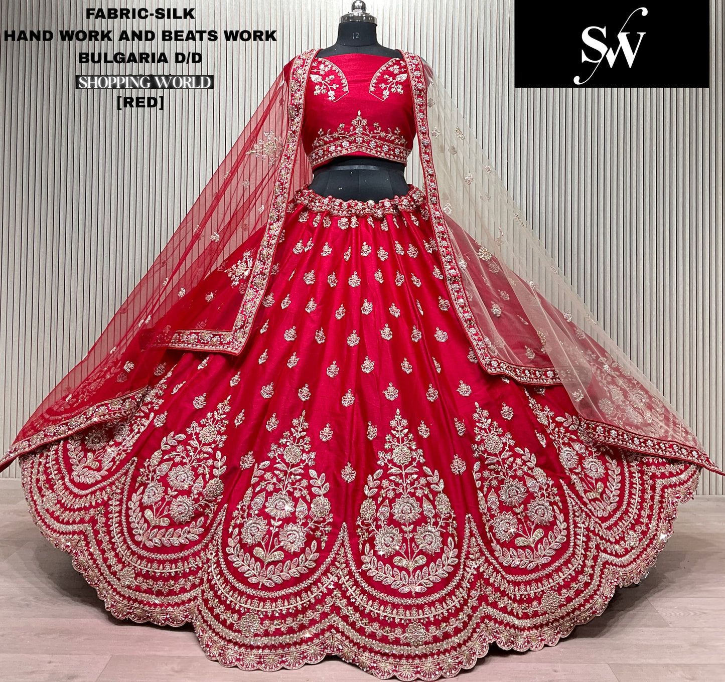 Rani pink Silk bridal lehenga