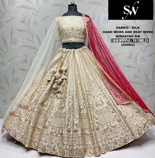 Rani pink peacock Silk bridal lehenga