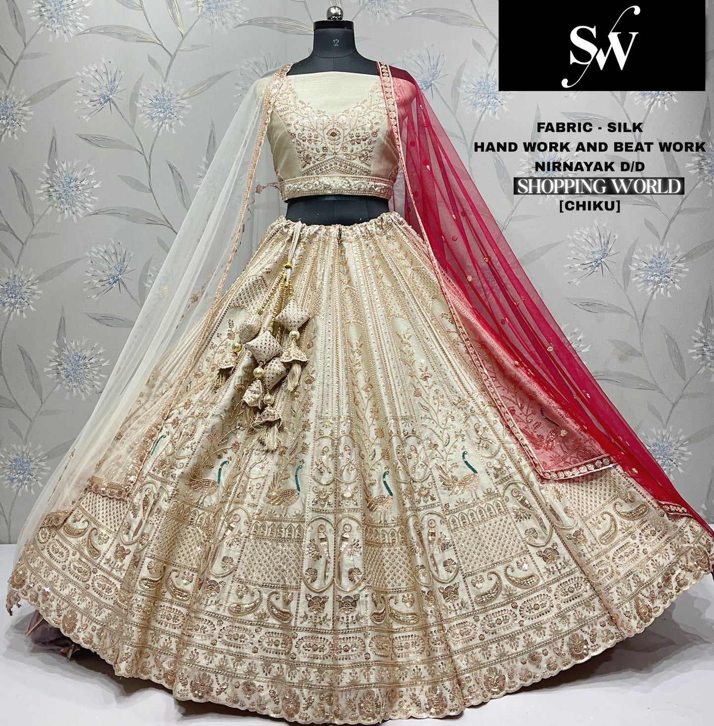 Rani pink peacock Silk bridal lehenga