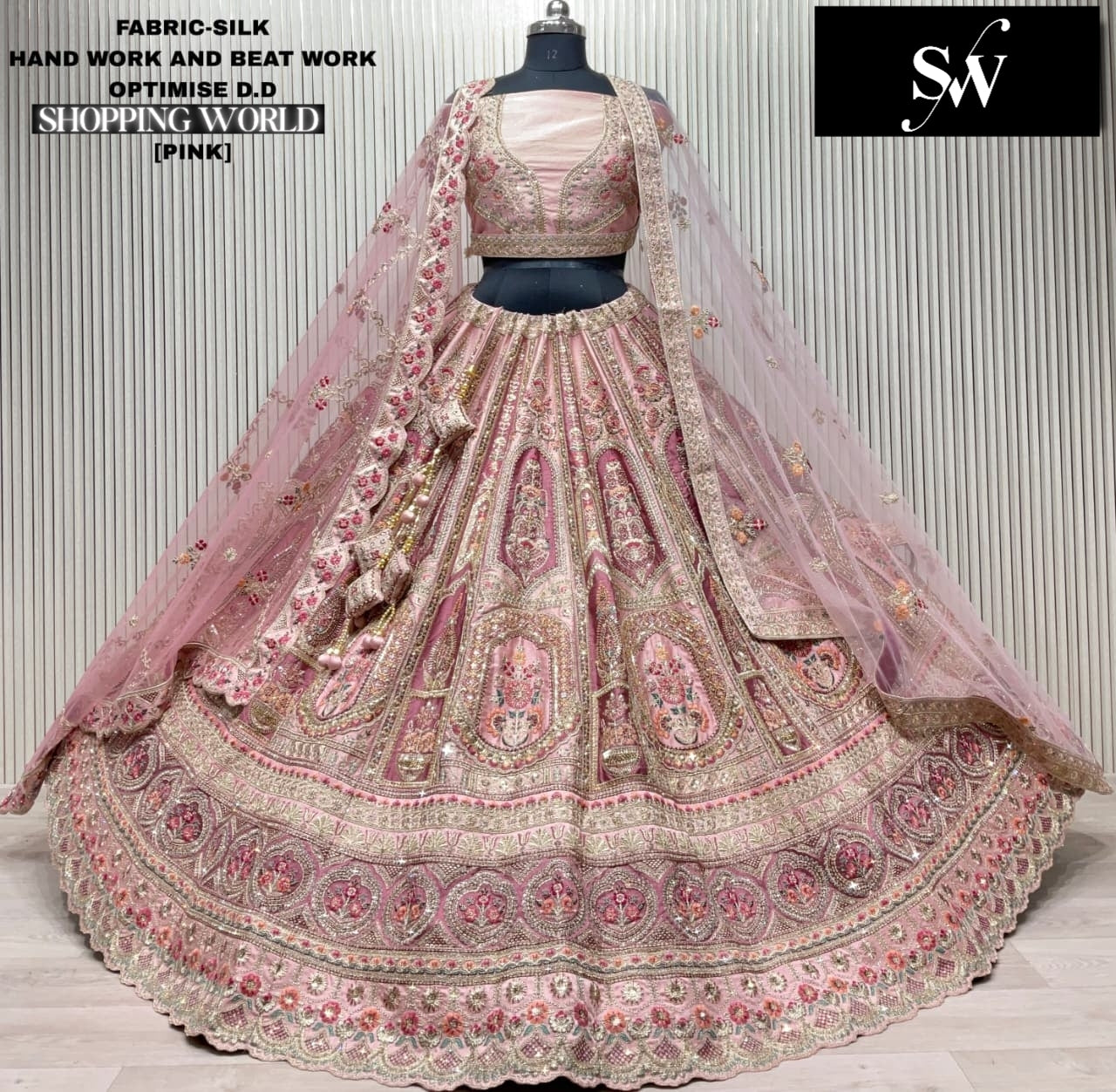 white peacock Viscos Silk Bridal lehenga