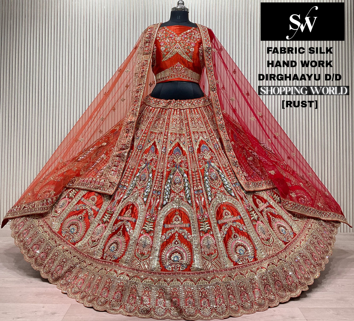 Rani pink Peacock Silk Bridal lehenga