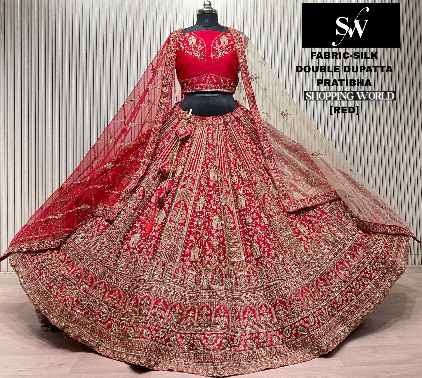 Rani Pink Silk Double Dupatta Bridal lehenga