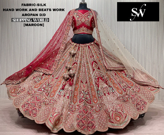 Rust Orange Silk bridal lehenga