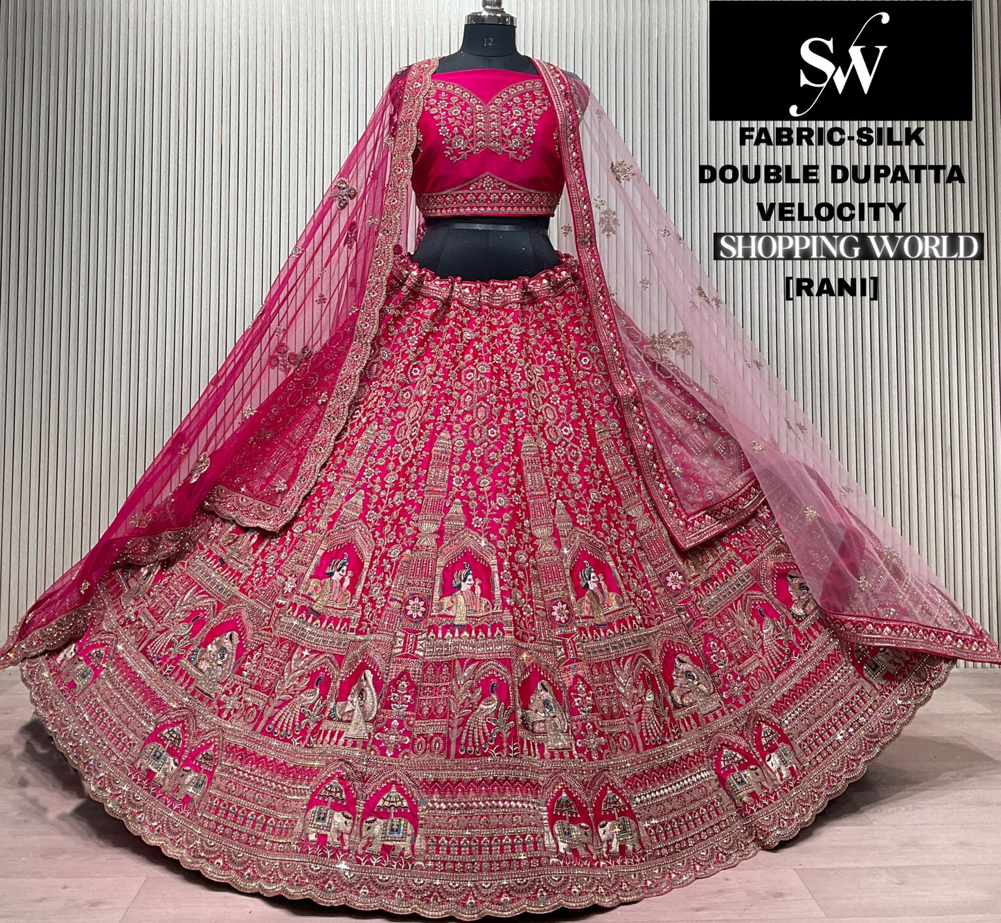 Red Silk Double Dupatta Bridal lehenga