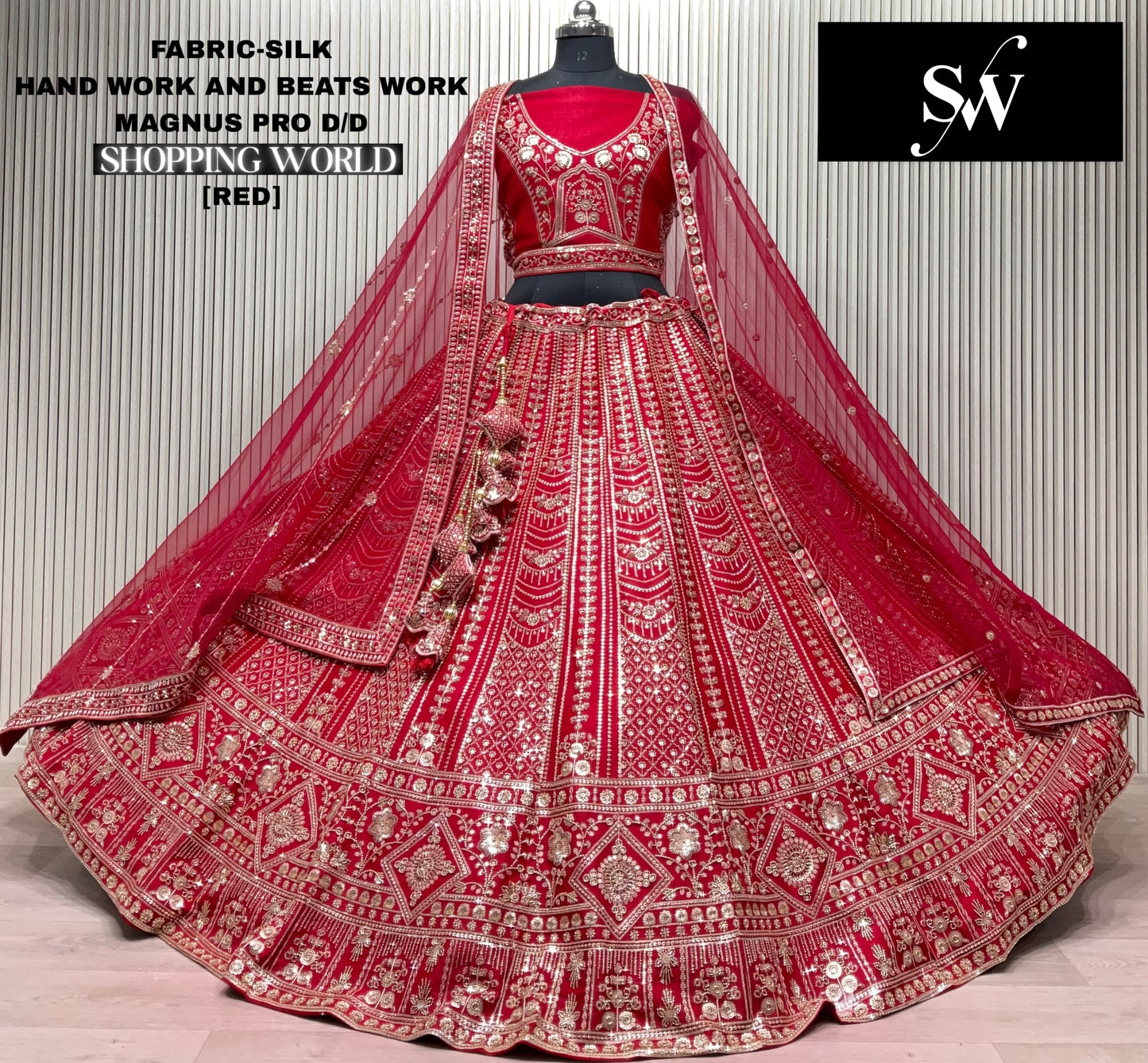 Red Silk bridal lehenga