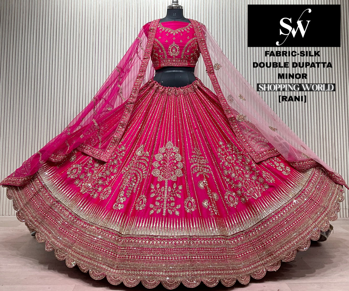 Red Silk Double Dupatta Bridal lehenga