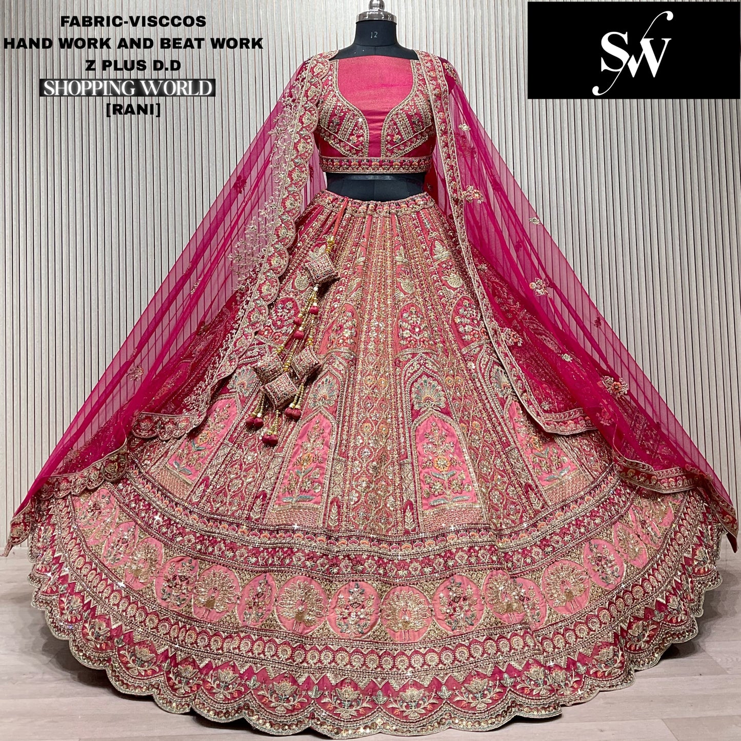 Rani pink Viscos bridal lehenga