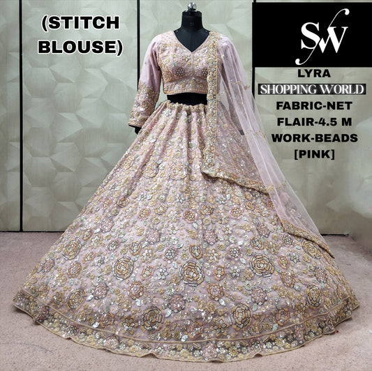 Sky Blue Net Crop Top Lehenga