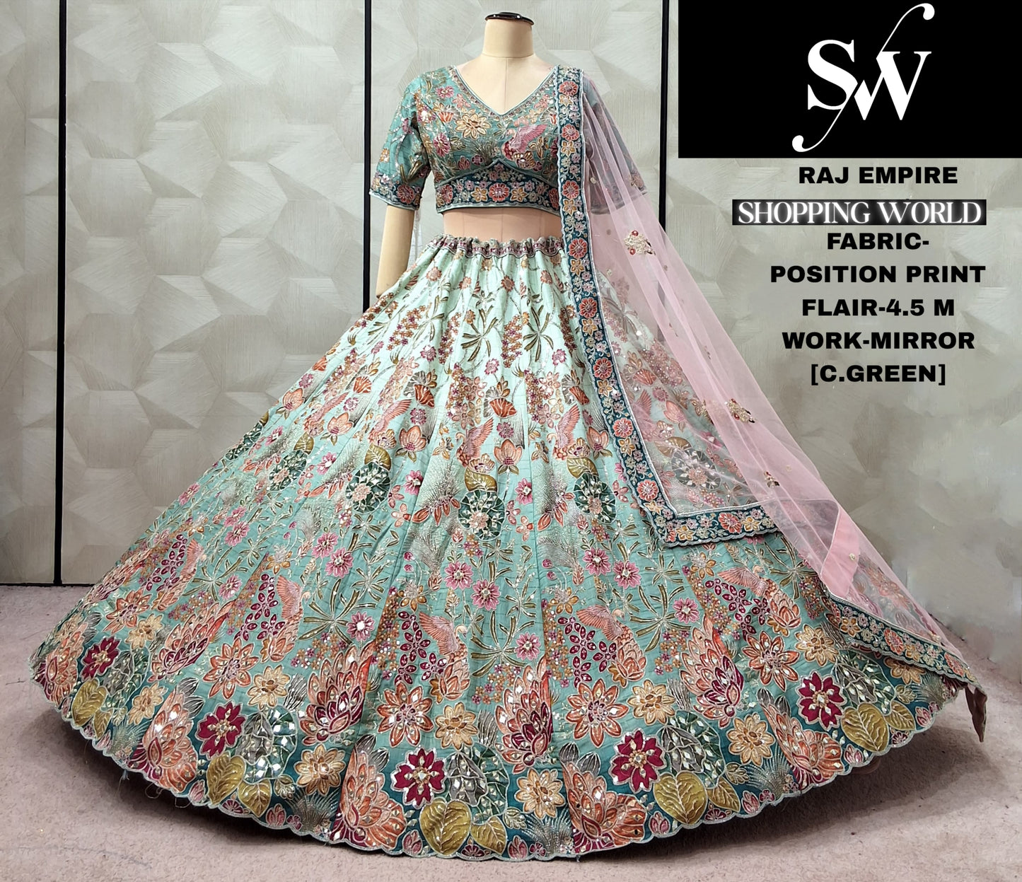 YELLOW Mustard Position Print Crop Top Lehenga - Shopping World