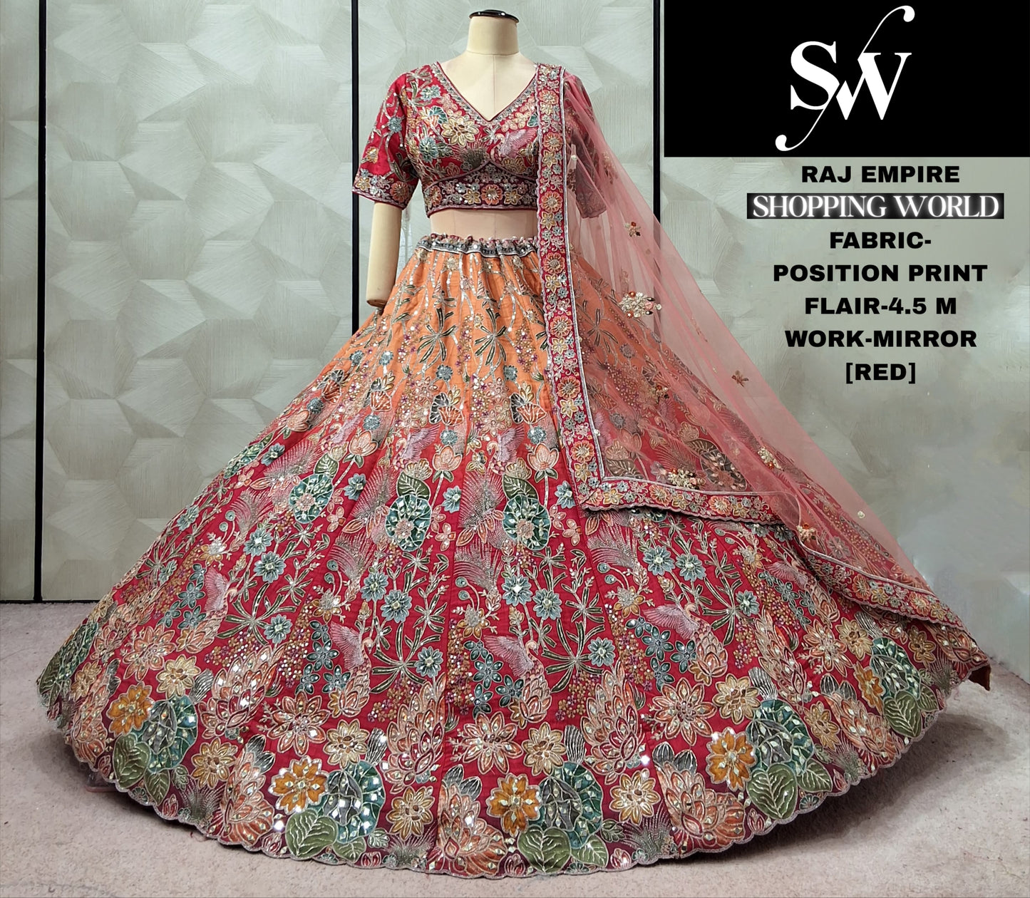 रानी पिंक पोजीशन प्रिंट क्रॉप टॉप लहंगा