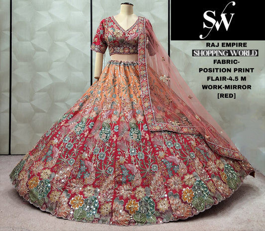 YELLOW Mustard Position Print Crop Top Lehenga - Shopping World