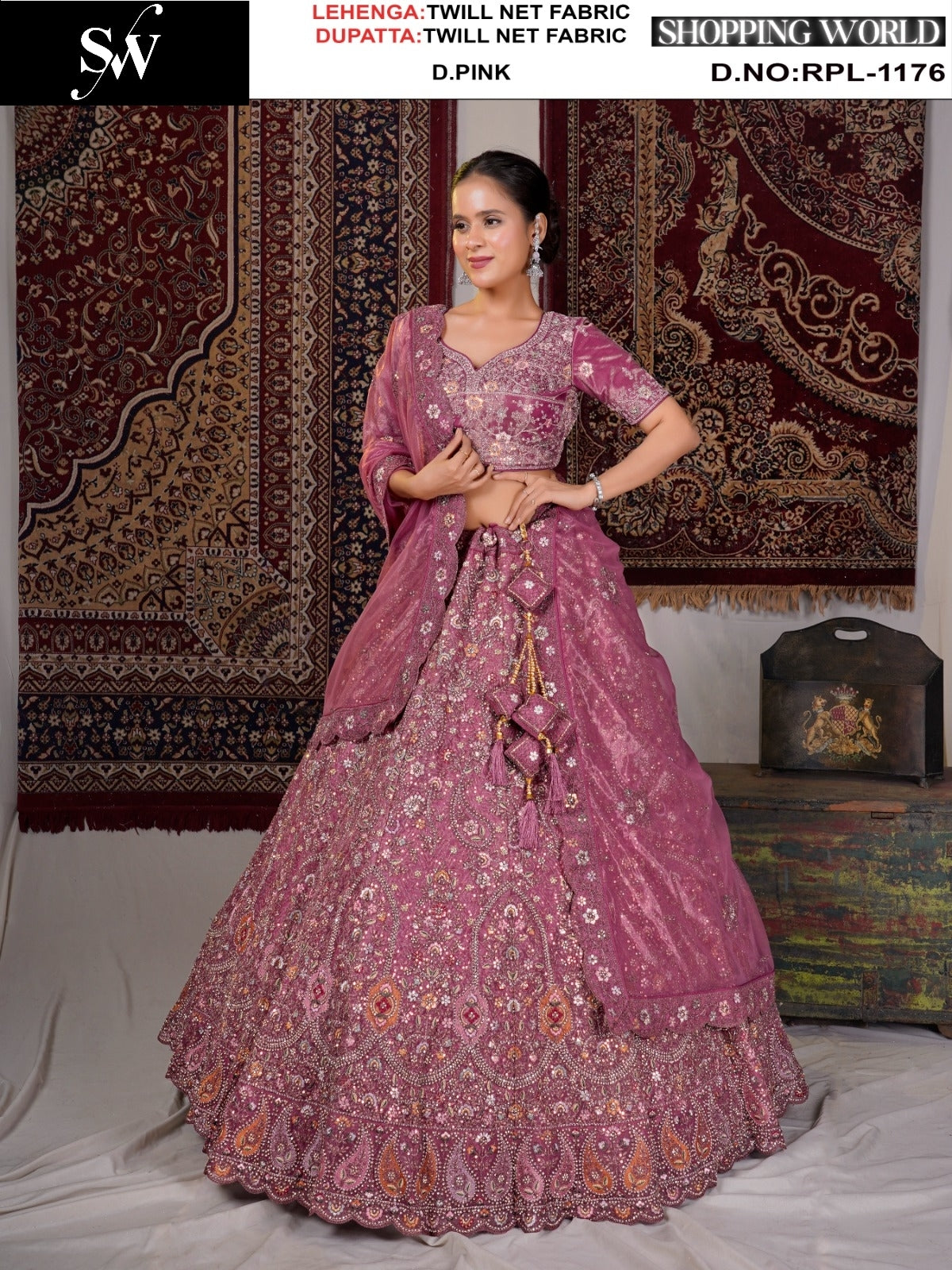 Off White Twill Net Lehenga - Shopping World