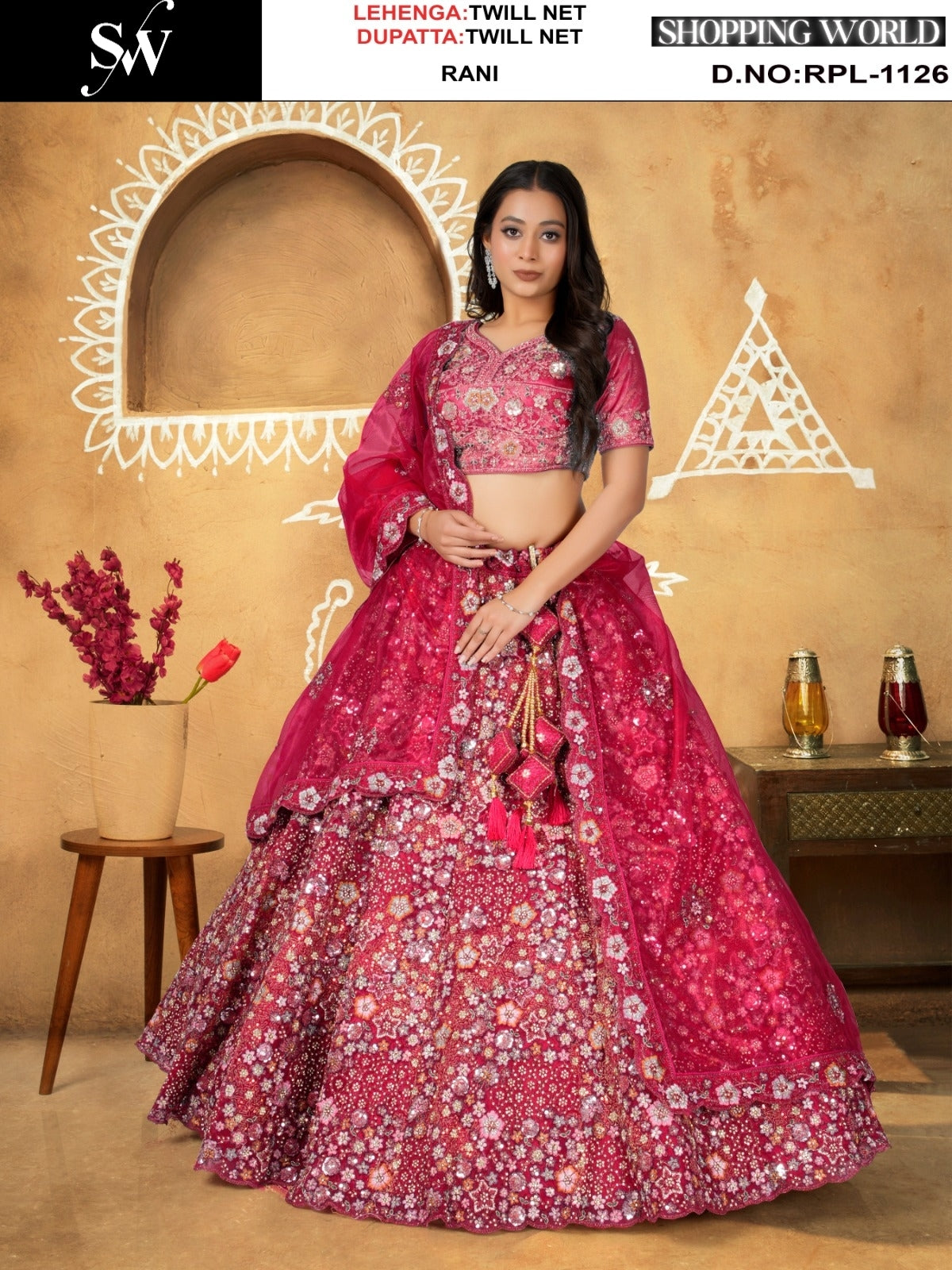 Maroon Twill Net Lehenga - Shopping World