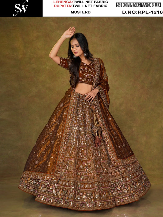 Sea green Twill Net Lehenga - Shopping World