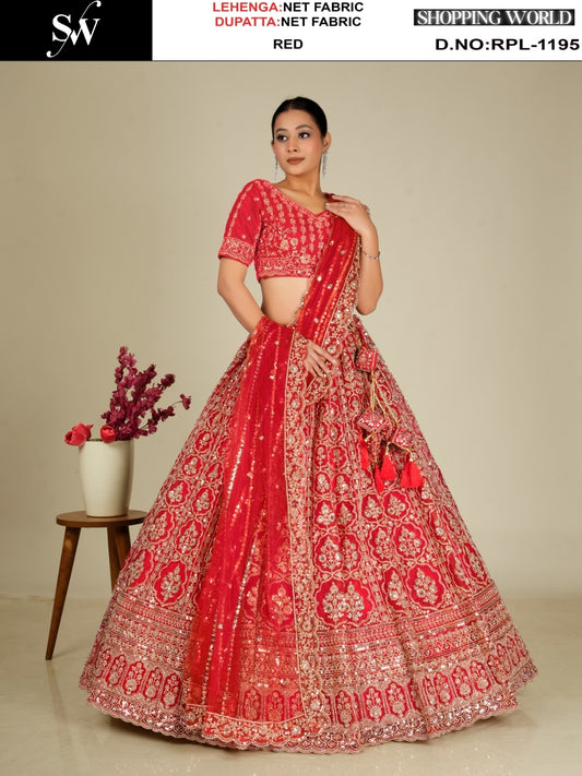 Firozi Blue Net Lehenga - Shopping World