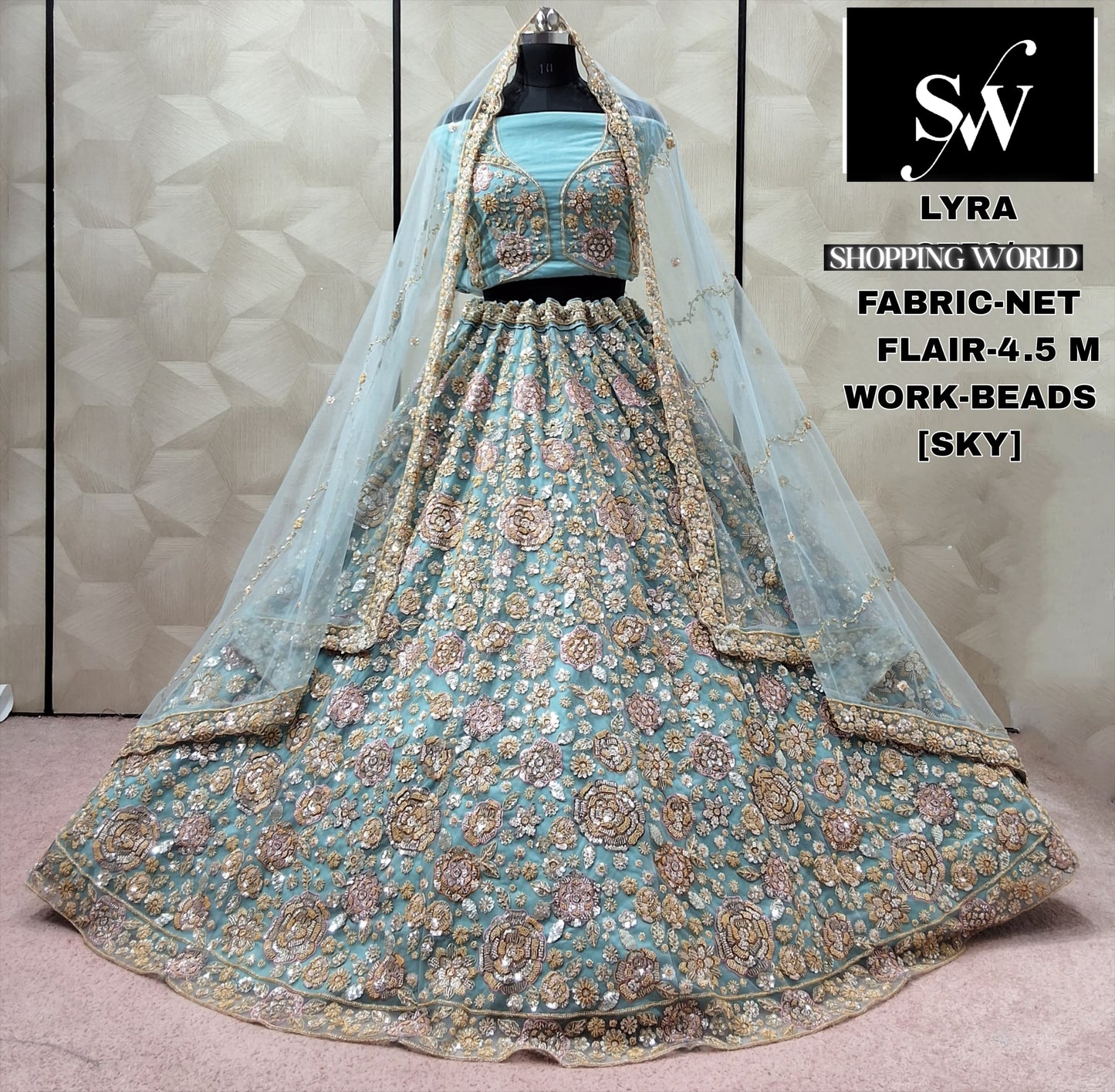 Cream White Ready to wear Net Crop top Lehenga - Shopping World