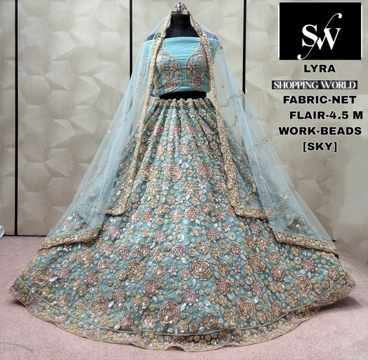 Cream White Ready to wear Net Crop top Lehenga - Shopping World