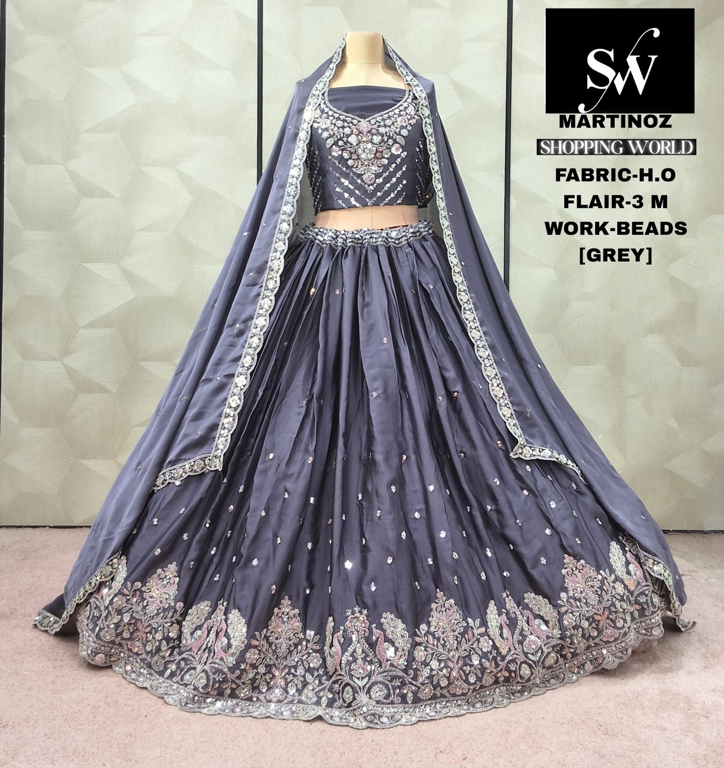 Grey Peacock Ho Lehenga - Shopping World