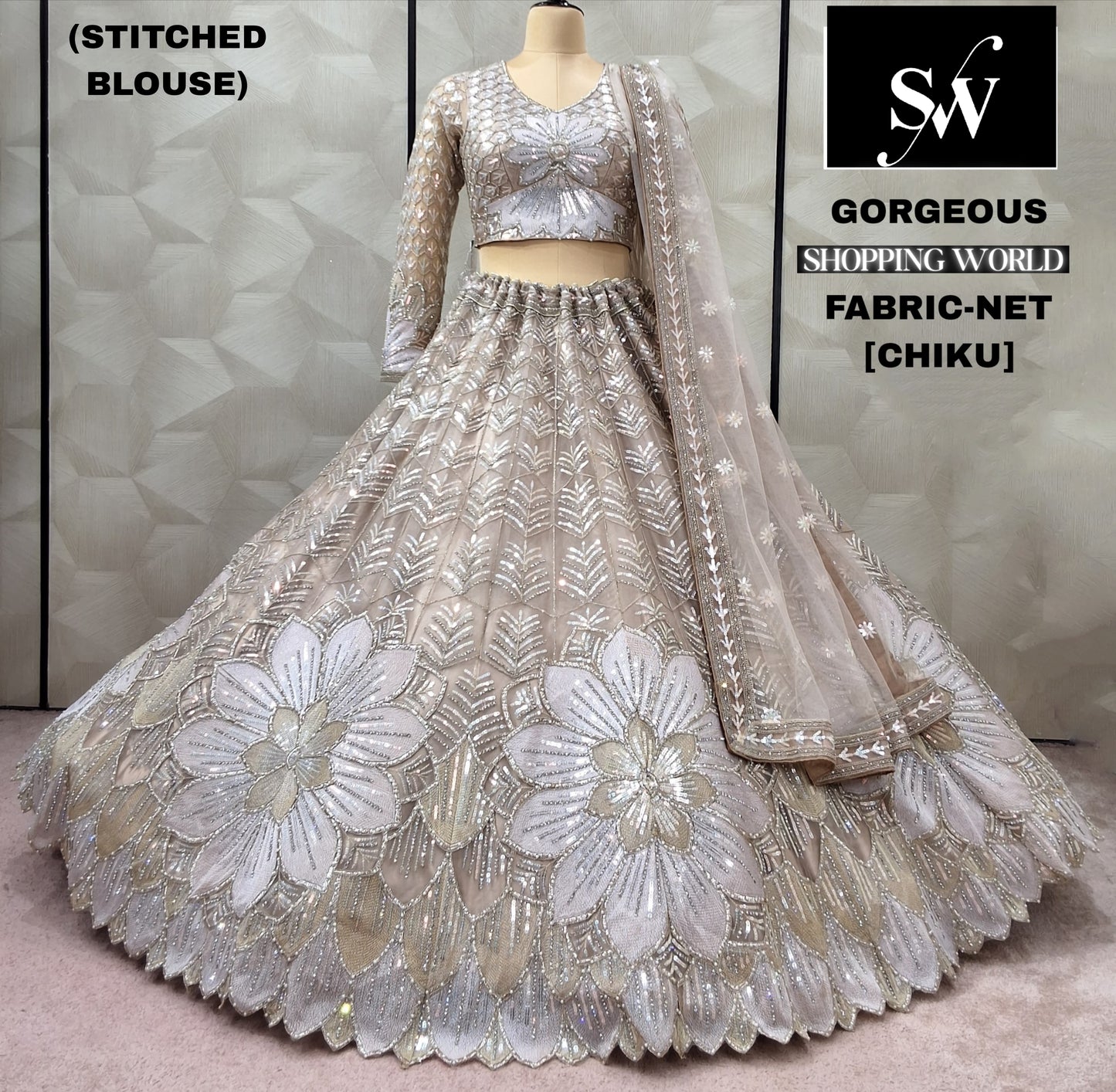 Pista Green Ready to wear Net Crop top Lehenga - Shopping World