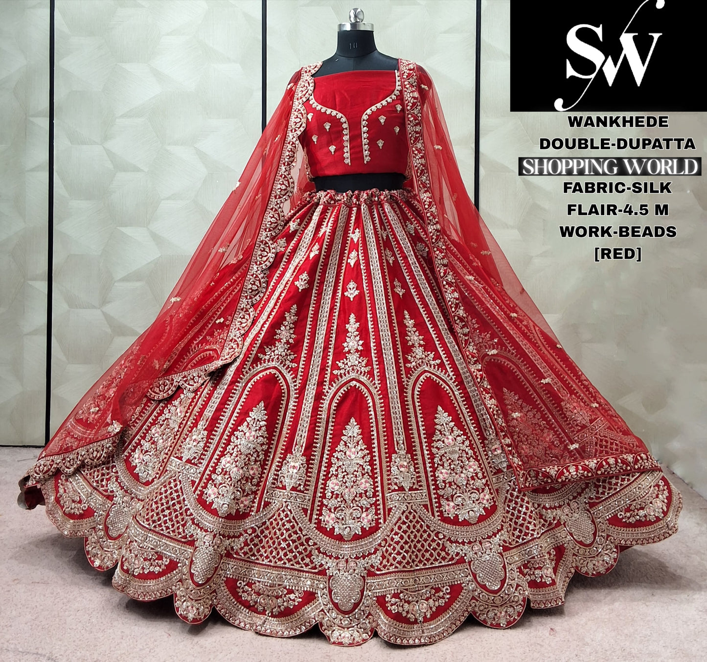 Rani pink Silk Double Dupatta bridal Lehenga - Shopping World