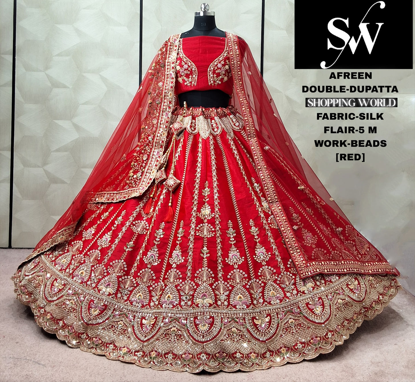 Rani Pink Silk Double Dupatta bridal Lehenga - Shopping World