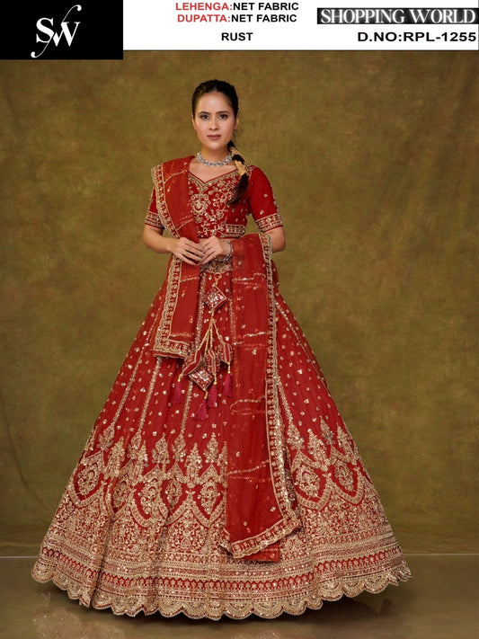 Firozi Blue Net Lehenga