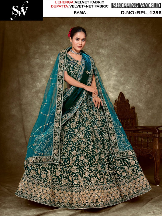 Maroon Velvet Lehenga