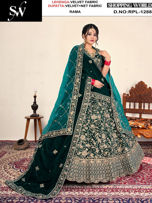 Maroon Velvet Lehenga