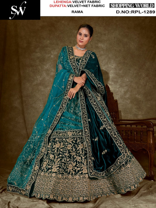 Maroon Velvet Lehenga