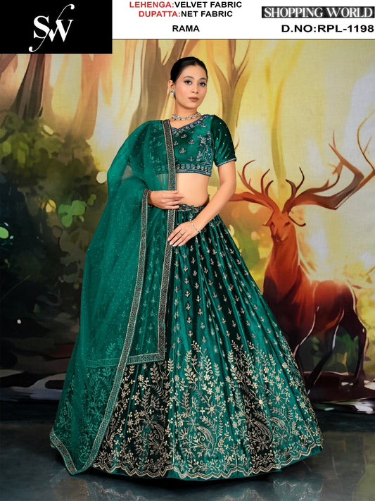 Wine Velvet Lehenga - Shopping World