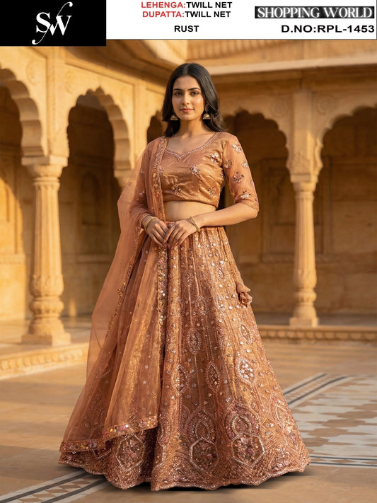 Purple Twill Net lehenga