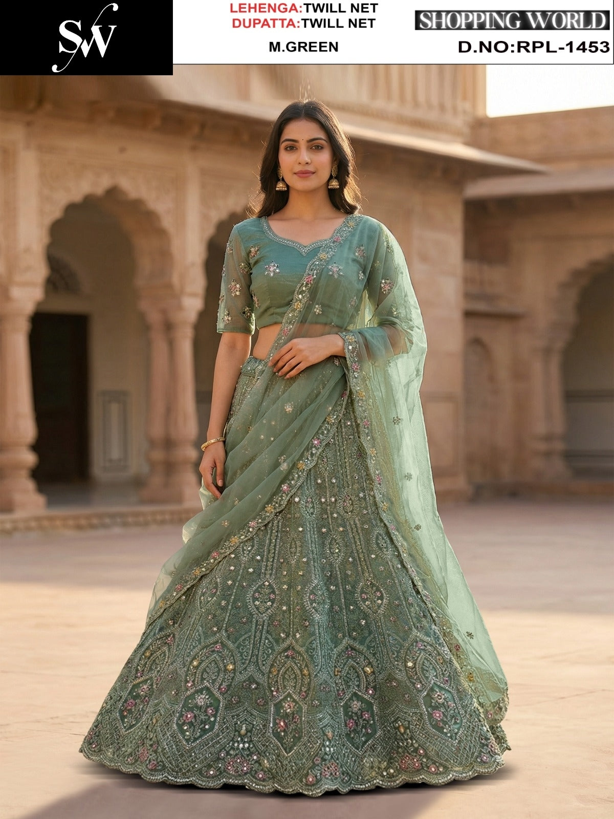 White Twill Net lehenga