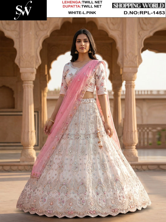 Mint Green Twill Net lehenga