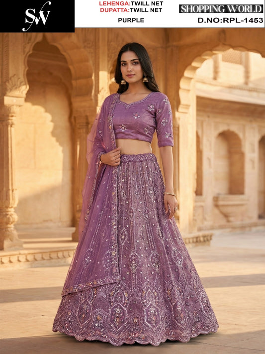 White Twill Net lehenga