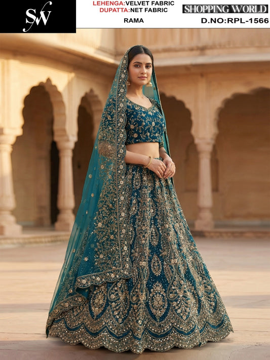 Maroon Velvet Lehenga