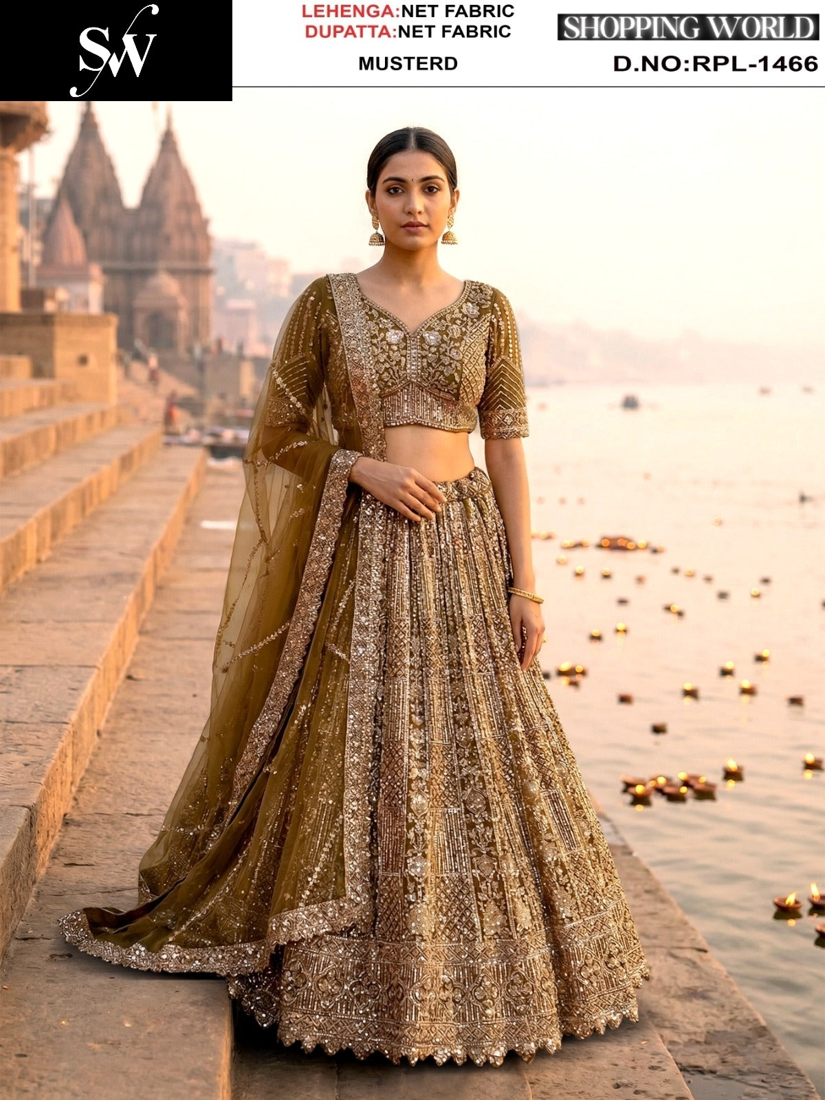 Chiku golden Net Lehenga