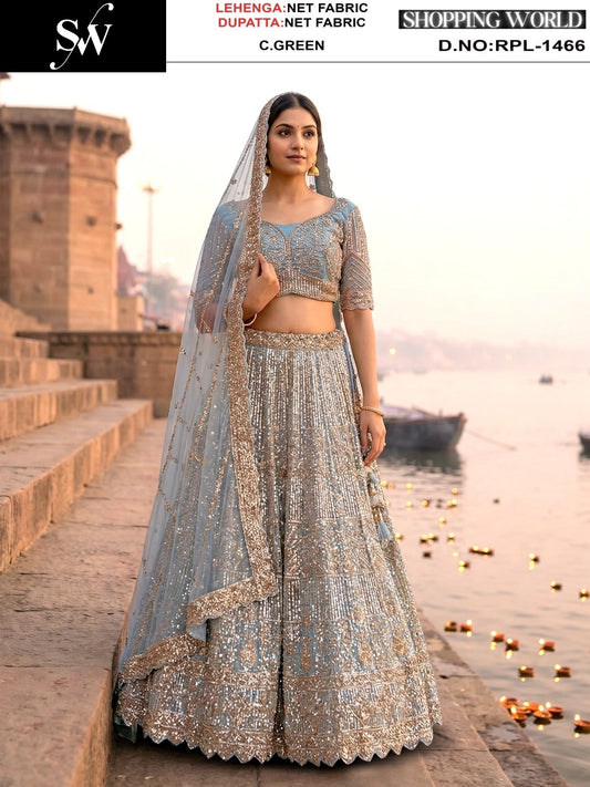 Pink Net Lehenga