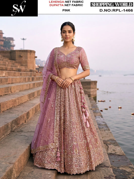 Chiku golden Net Lehenga