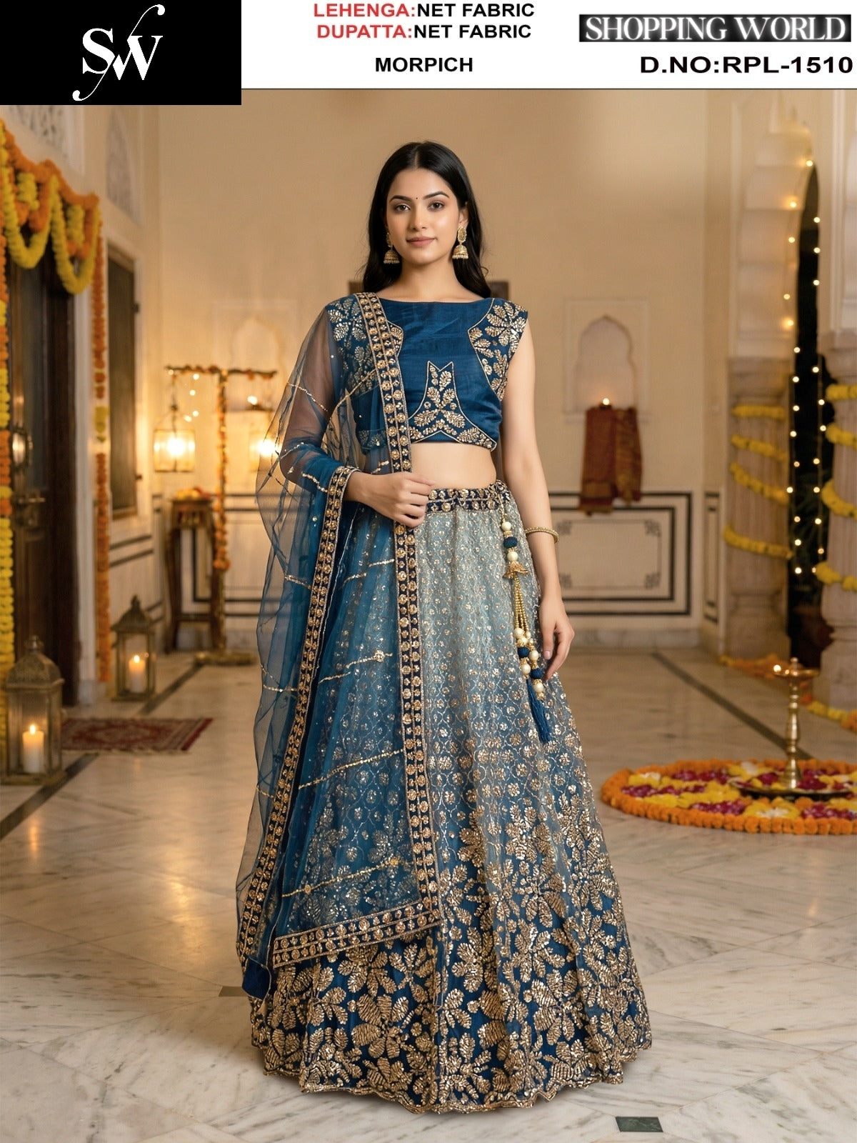 Gajri pink Net Lehenga