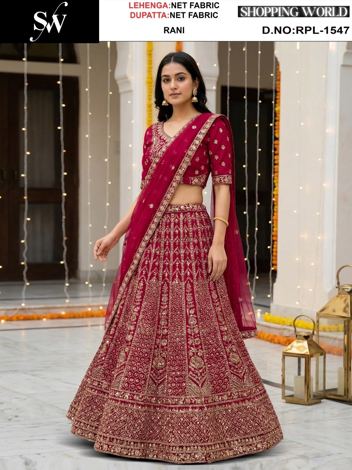 Firozi Blue Net Lehenga