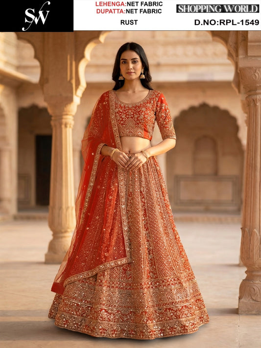 Firozi Blue Net Lehenga