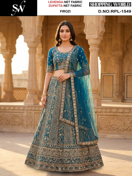 Rani pink Net Lehenga
