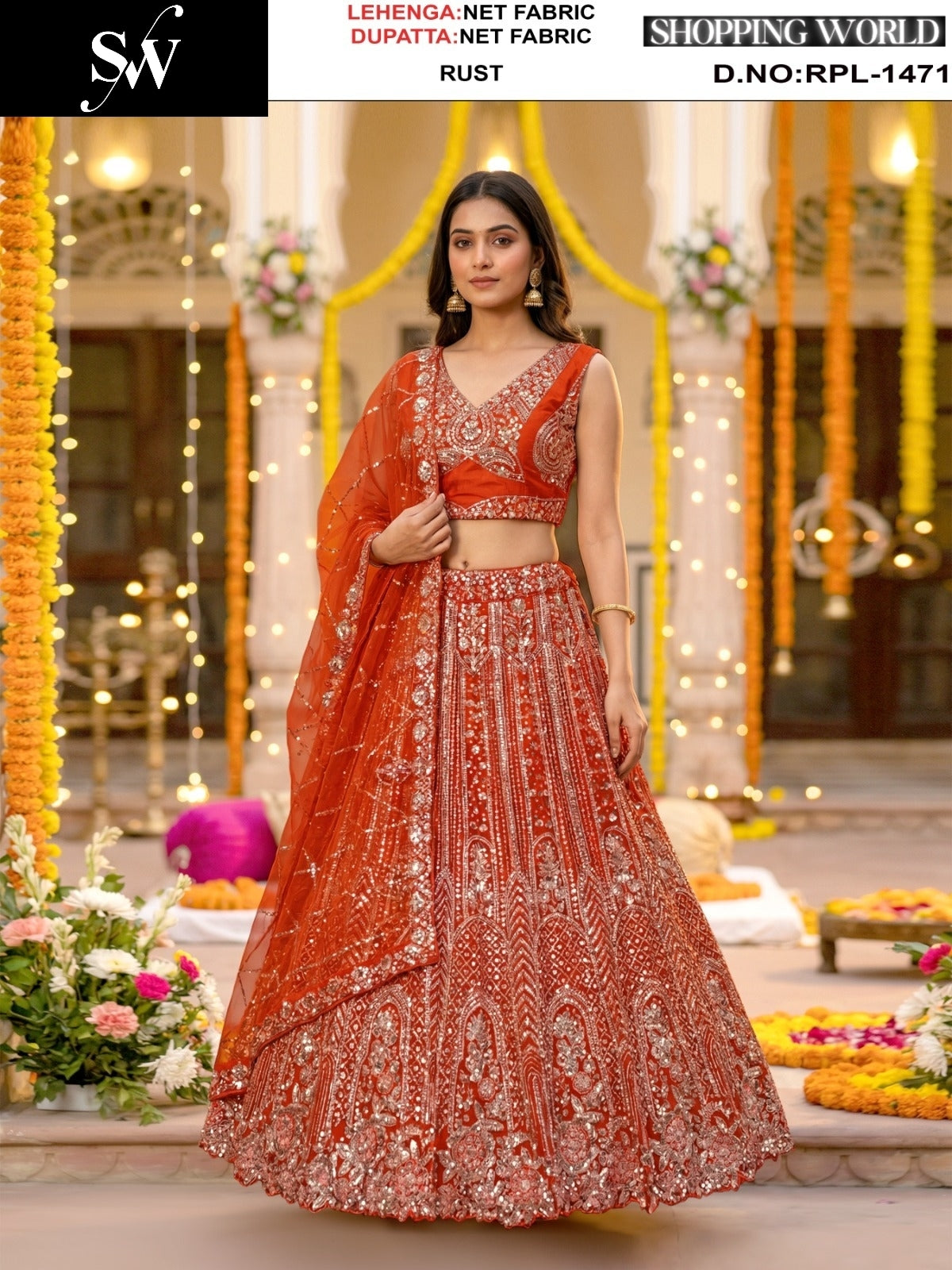 Wine Net Lehenga