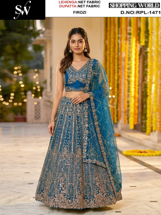 Chiku golden Net Lehenga